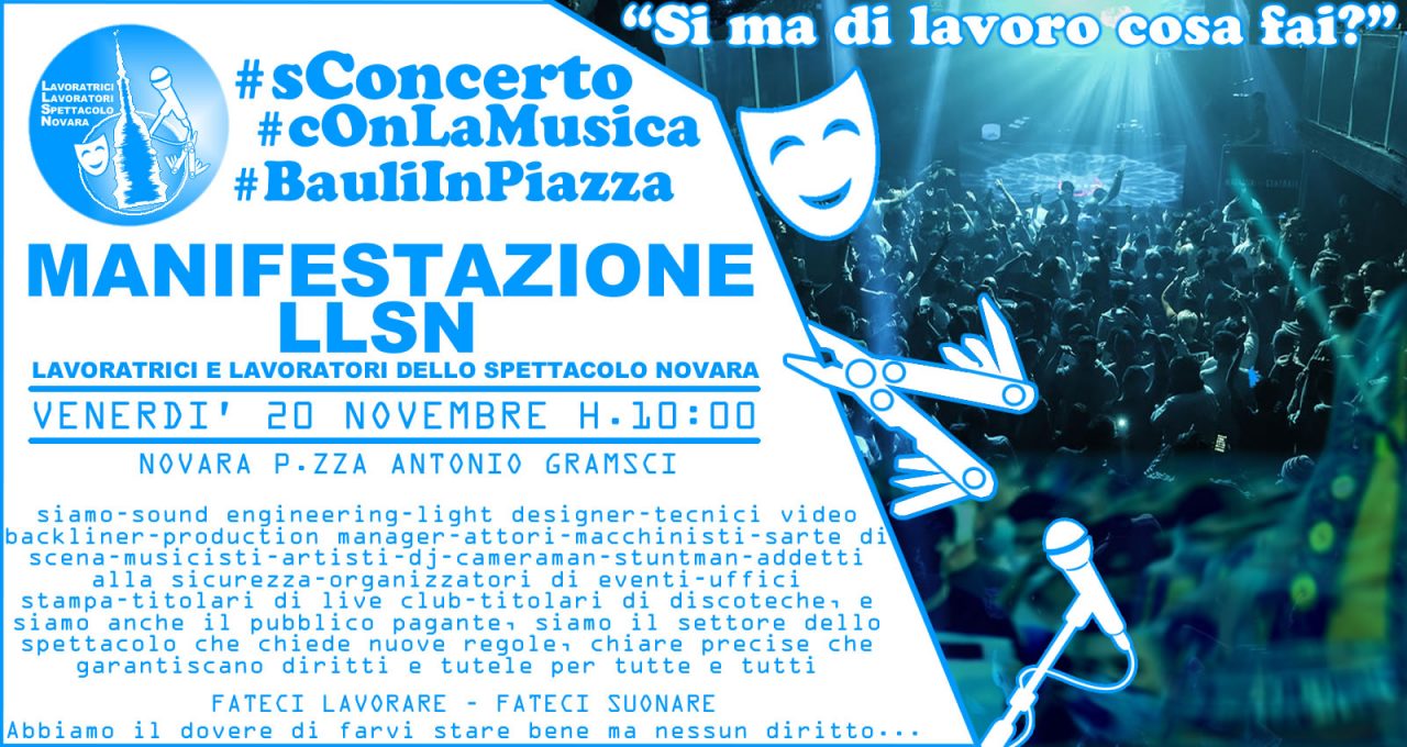 Lavoratori dello spettacolo venerdì in piazza a Novara