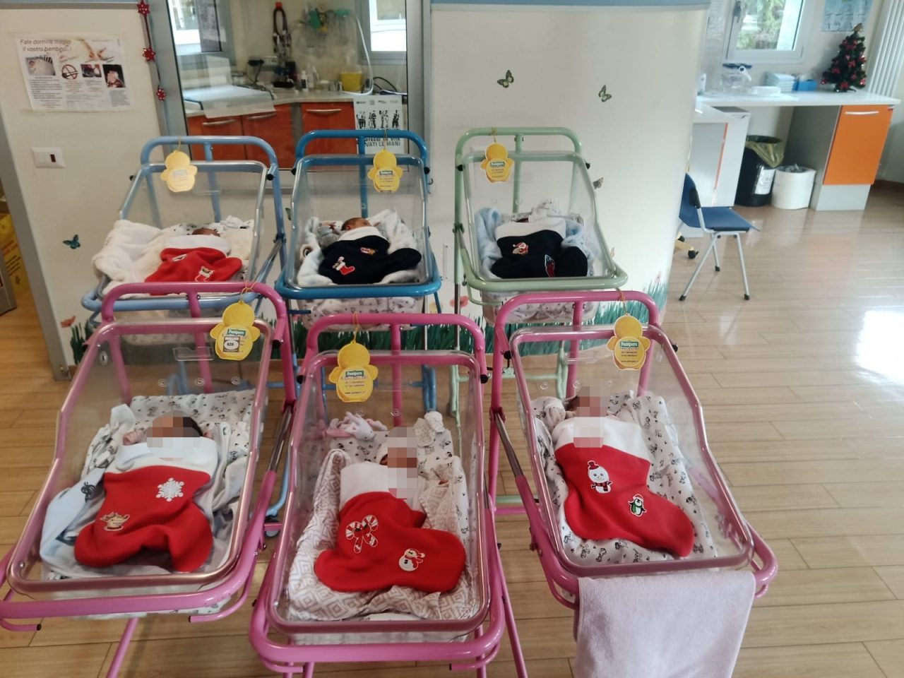 Calze nanna per i bimbi nati a dicembre al Santissima Trinità: il dono del personale infermieristico