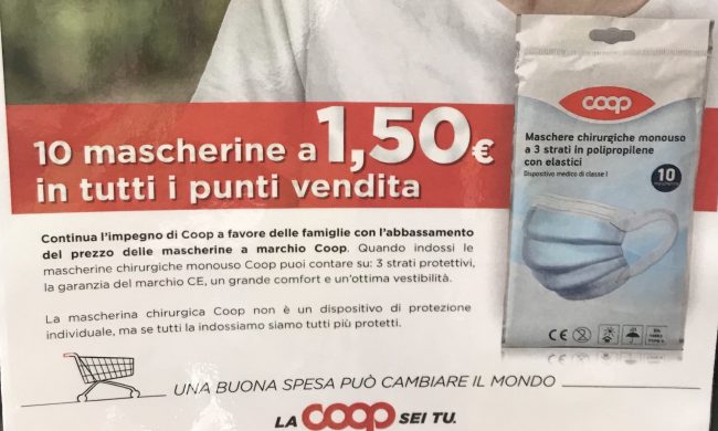 Coop, mascherine a 15 centesimi