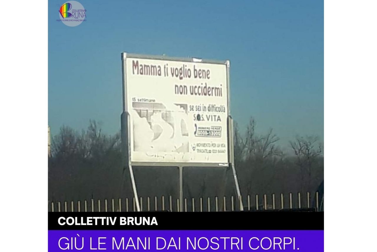 Trecate spunta un cartello contro l’aborto: “Mamma ti voglio bene non uccidermi”