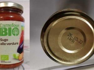 Nuova allerta alimentare, ritirato dal commercio un lotto del “Sugo alle verdure biologico” a marchio Carrefour Bio