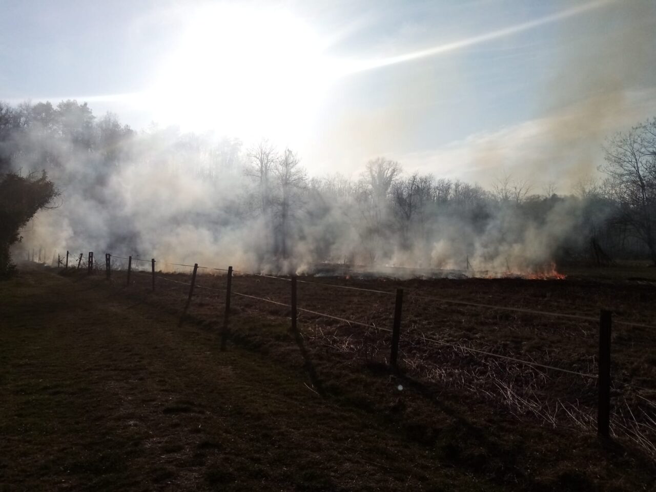 Fuoco e fumo a Glisente: intervengono la polizia locale e l’Aib