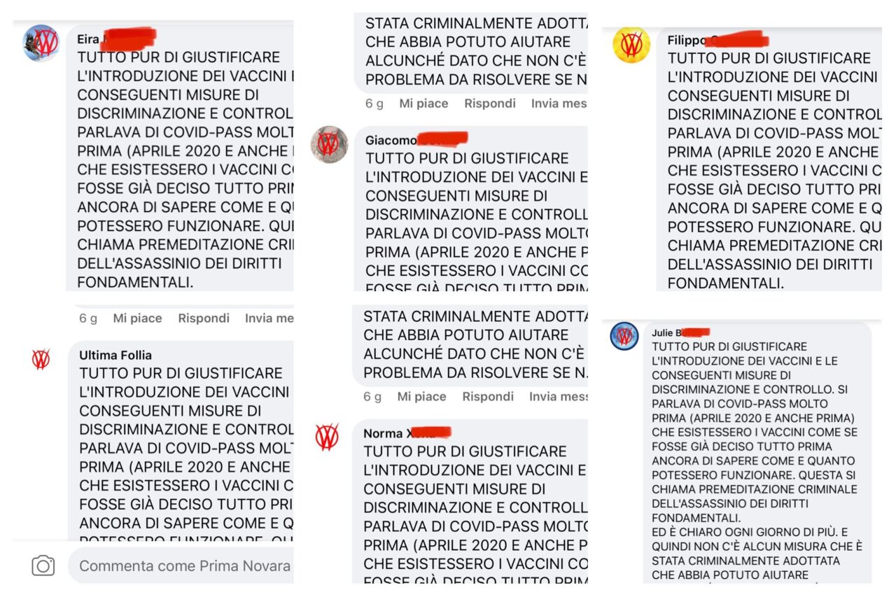 La nostra pagina facebook bombardata dai No Vax: “Luridi bugiardi, manipolatori, nazisti”