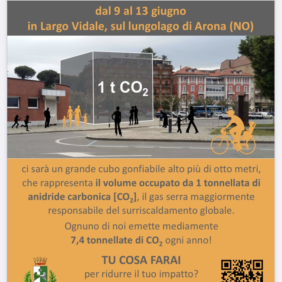 Ad Arona dal 9 al 13 giugno un gigantesco cubo che rappresenta 1 tonnellata di CO2
