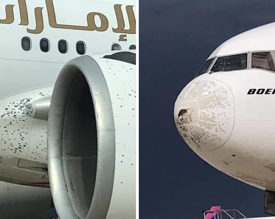 Boeing 777 diretto a New York costretto dalla grandine ad atterraggio d’emergenza a Malpensa