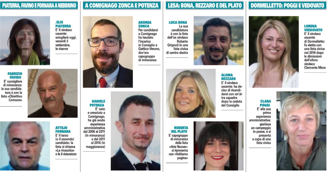 Elezioni comunali nell’aronese: tutti i candidati sindaci