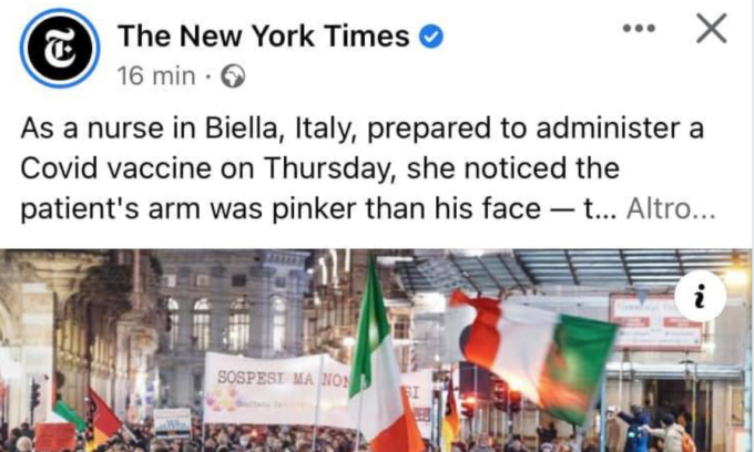 Il caso del “braccio in silicone per evitare il vaccino” fa il giro del mondo, dal New York Times a Al Jazeera