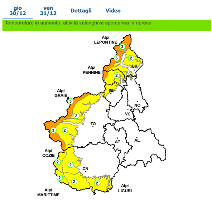 Attenzione: in montagna sono previste molte valanghe