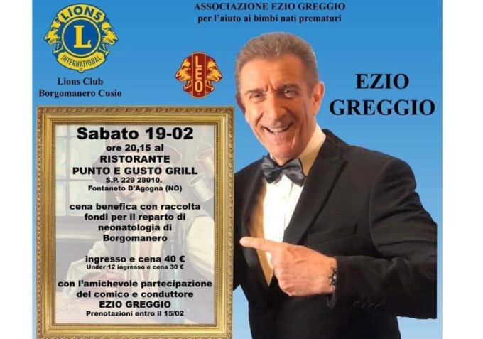 Cena benefica per la Pediatria dell’Ospedale di Borgomanero: ospite d’eccezione Ezio Greggio