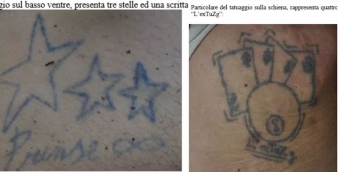 Cadavere abbandonato nei boschi: la questura diffonde le immagini dei tatuaggi