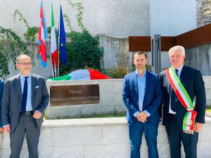 A Meina inaugurata la piazza Medici e infermieri d’Italia dopo l’emergenza Covid