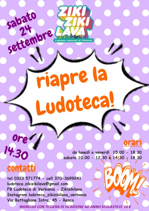 Riapre oggi a Verbania la ludoteca comunale Zikizikilava