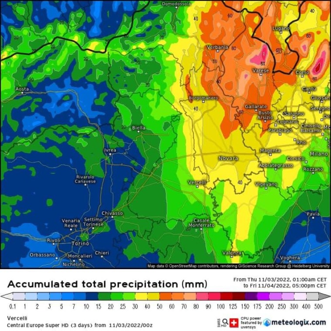 Perturbazione autunnale e crollo termico sul novarese