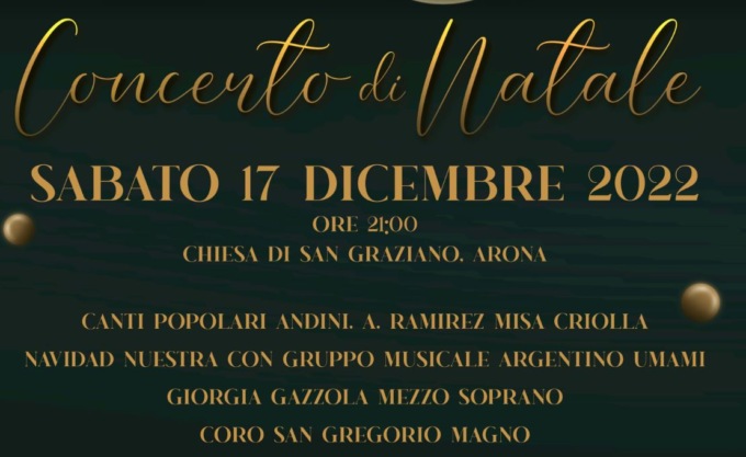 Arona “Gran concerto di Natale” sabato 17