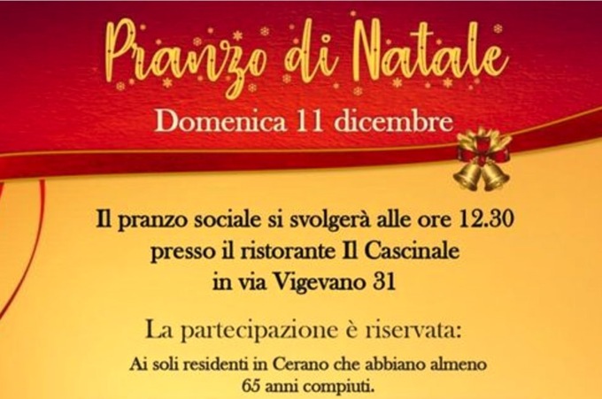 Torna il pranzo sociale di Natale per i ceranesi over 65