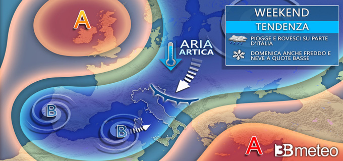Torna l’inverno: dal weekend pioggia, poi anche freddo e neve