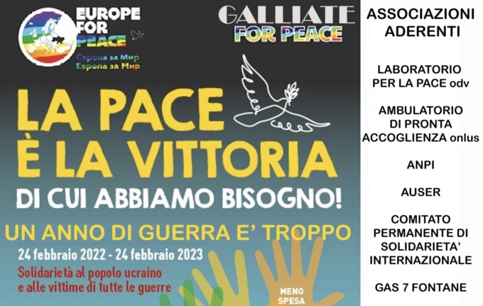 Fiaccolata a Galliate per dire basta alla guerra in Ucraina