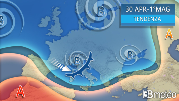 Anticiclone africano con 30°, ma 1 maggio sotto piogge e temporali
