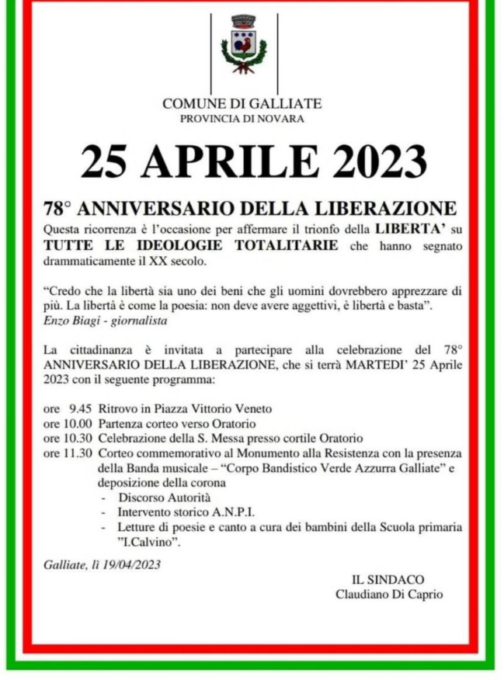 Il sindaco di Galliate sul volantino della discordia: “E’ anni che usiamo la stessa frase”