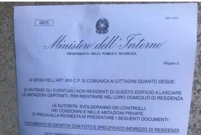 “Tornate nelle vostri luoghi di residenza o verrete denunciati”, ma è una truffa