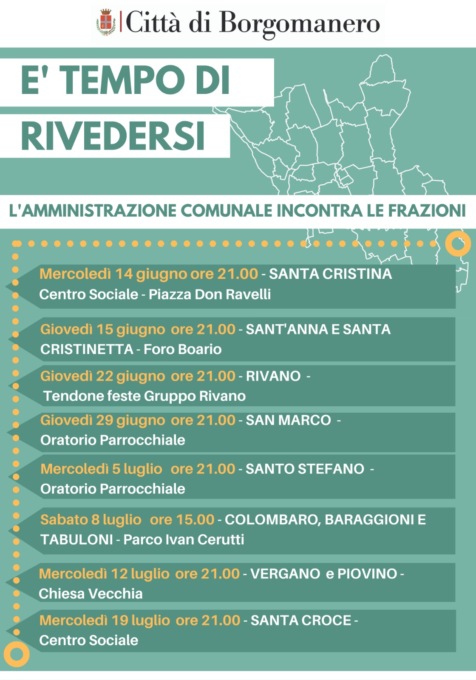 La giunta di Borgomanero incontra le frazioni: ecco il calendario