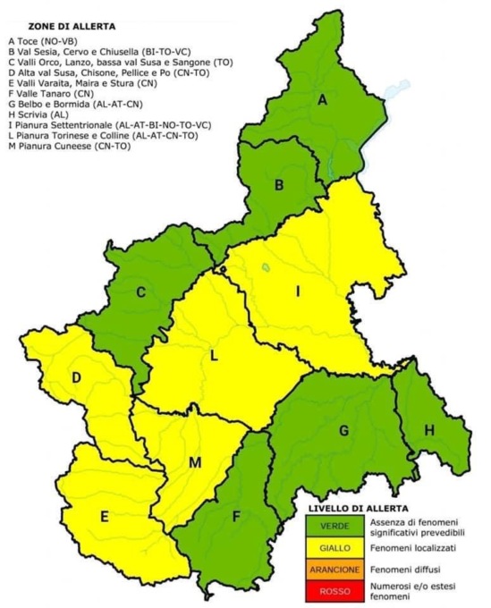 Attenzione allerta gialla emanato da Arpa