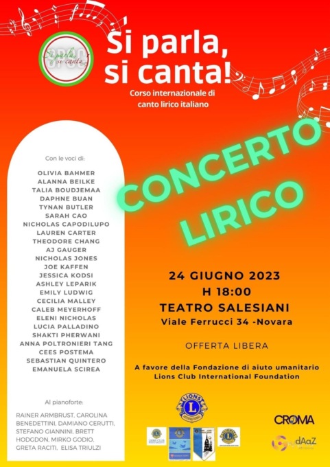 “Si parla, si canta!” Concerto lirico in favore della Fondazione Lions