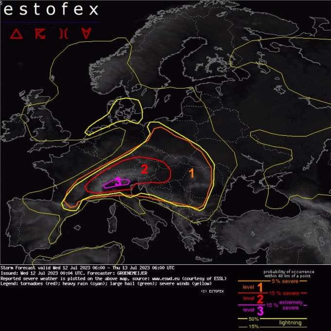 Avviso per temporali estremi in serata su novarese e Vco