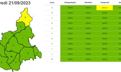 Attenzione allerta gialla su novarese e Vco per il pomeriggio