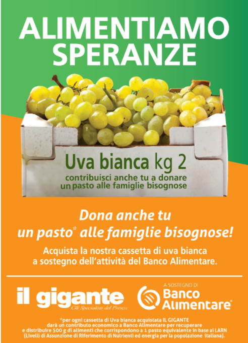 Al Gigante comprando una cassetta d’uva si dona un pasto alle famiglie bisognose