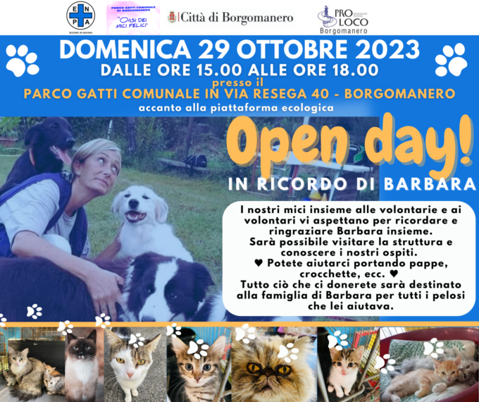 Un open day al gattile per ricordare Barbara Pastori