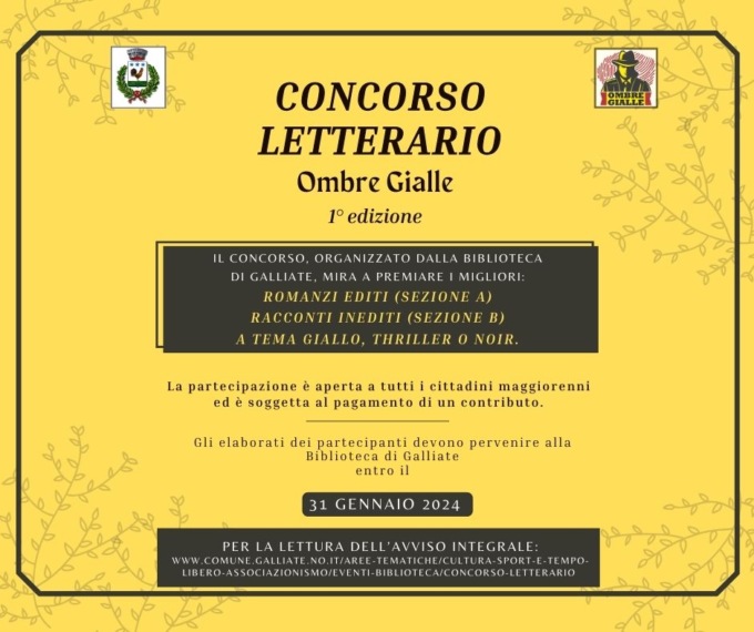 Concorso letterario Ombre Gialle a Galliate