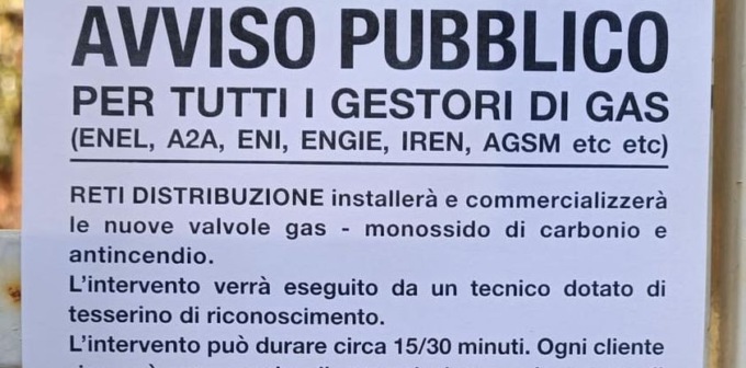 Trecate attenzione ai cartelli sulla “commercializzazione di valvole a gas”
