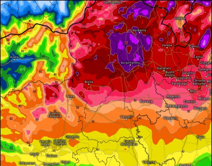 Attenzione forte perturbazione in arrivo sul novarese
