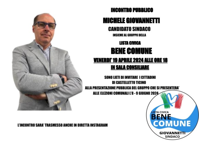 Questa sera Giovannetti presenta la sua lista a Castelletto