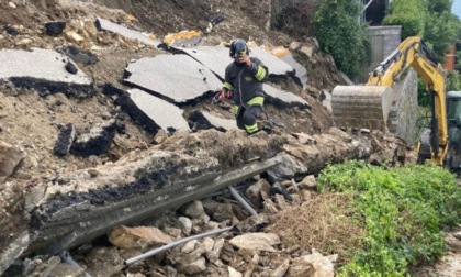 Crolla strada che si dirama su via Sempione a Baveno