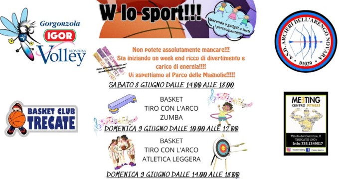 “W lo Sport”: l’8 e 9 giugno con il Comitato Genitori della Rodari di Trecate