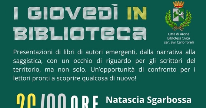 Ritorna Natascia Sgarbossa ad Arona con un nuovo romanzo