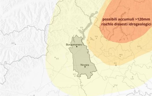 Avviso per temporali intensi e persistenti questa notte sul novarese