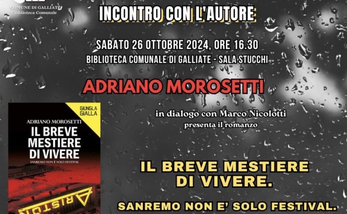 Nuovo incontro della rassegna Incontri con l’Autore a Galliate