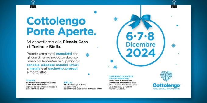 Cottolengo Porte Aperte, i Mercatini natalizi alla Piccola Casa di Torino e Biella