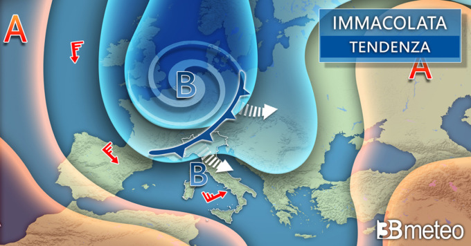 In arrivo la “burrasca dell’Immacolata” con freddo e neve anche a bassa quota