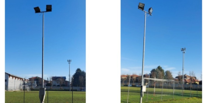 Nuova illuminazione led per i campi da calcio di Trecate