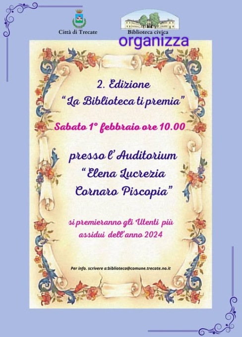 “La biblioteca ti premia”: sabato i riconoscimenti a Trecate