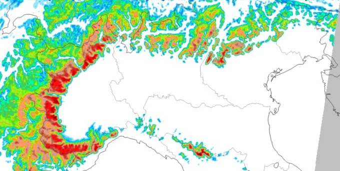 Possibili fitte nevicate sulle Alpi piemontesi nella giornata di sabato 1 febbraio