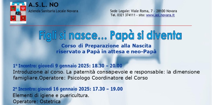 All’Asl No il corso  riservato ai papà in attesa e neo-papà