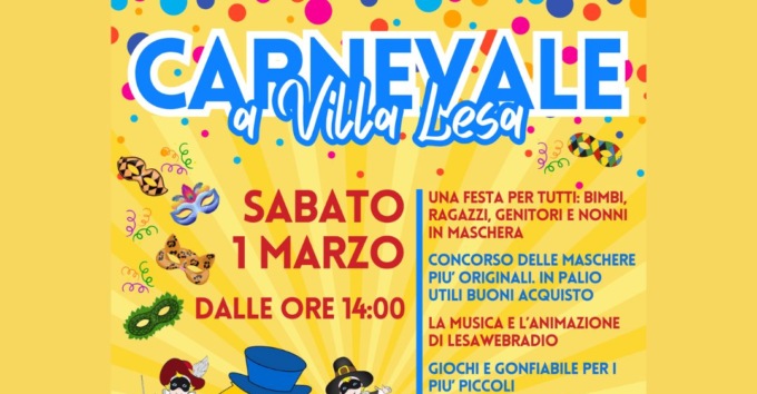 Festa di carnevale a Villa Lesa sabato