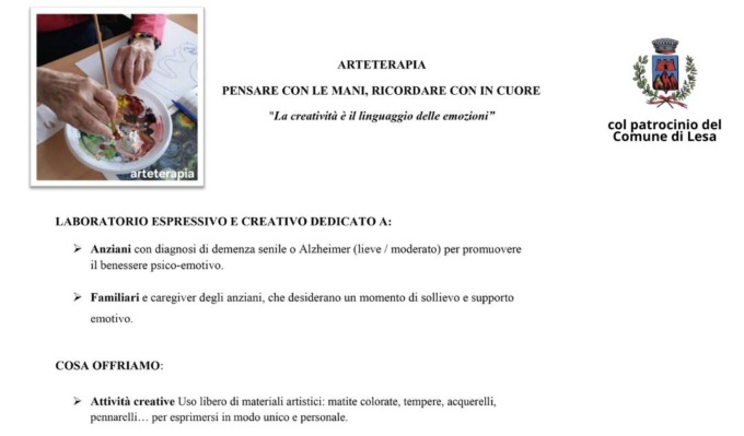 “Arteterapia”: iniziativa gratuita patrocinata dal comune di Lesa