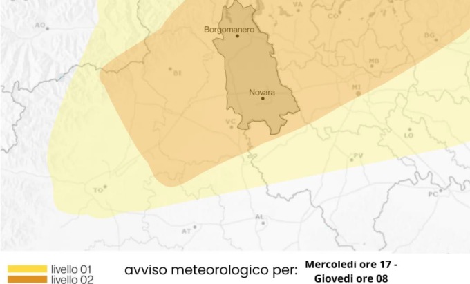 Possibili temporali localmente intensi oggi sul novarese