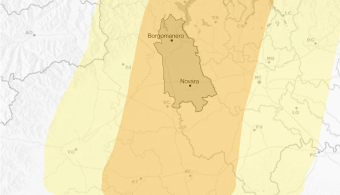 Avviso per possibili rovesci o temporali intensi sul novarese